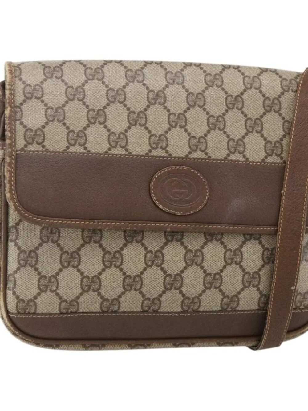 GUCCI GG Supreme Shoulder Bag PVC Beige Gold 001 116 0925 Auth 175362